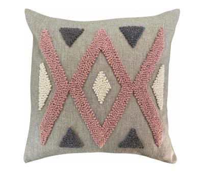 punch needle scatter cushion pink and oatmeal