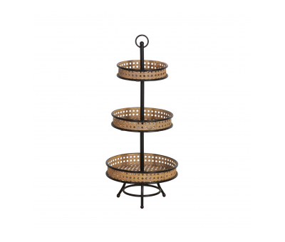 3 tier round display stand with industrial chic styling