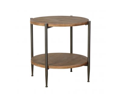 2 tier metal and wood side table