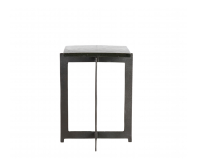 metal side table with thick glass top