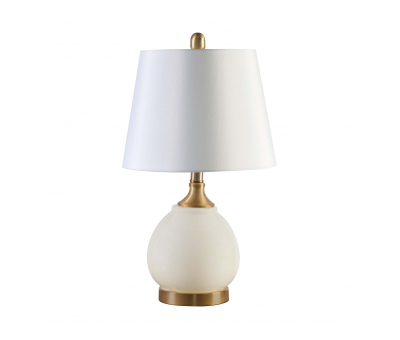 Block & Chisel round iron and glass lamp with white faux silk shade