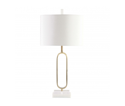 gold metal contemporary lamp base with white lampshade