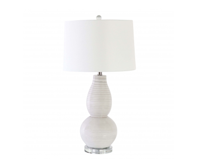 white organic ceramic lamp base and silk shade