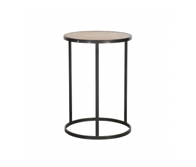 metal round side table with wood top