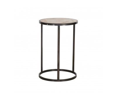 metal round side table with wood top