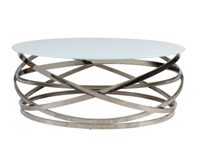 Block & Chisel stainless steel coffee table with tempered glass top