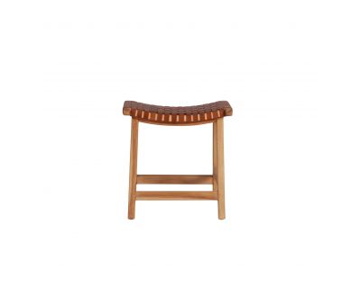 Block and chisel Teak and leather stool