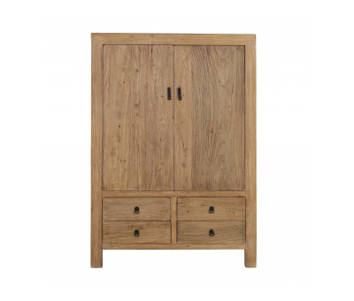 elm cabinet with 4 drawers and 2 doors