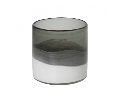 grey and white glass hurricane vase