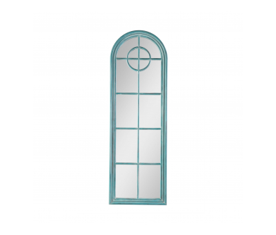 Block & Chisel cathedral style mirror with distressed rusty blue frame