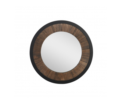 Block and chisel round mirror wood and black detail 