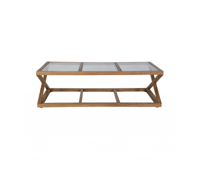 oak frame coffee table with glass inserts
