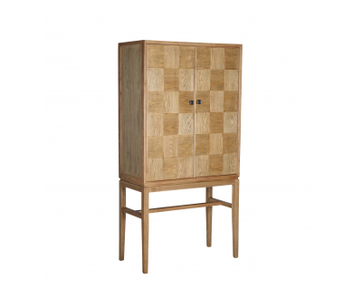 oak parquet cabinet with shelves  