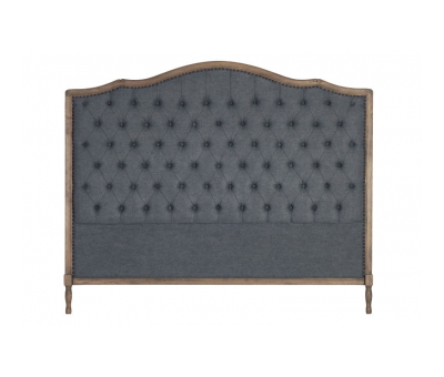 Block & Chisel grey button tufted king size headboard with oak wood frame Château collection