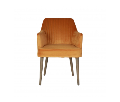 Block and chisel dining armchair in mustard