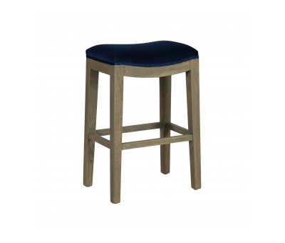 sally counter stool with blue upholstered seat