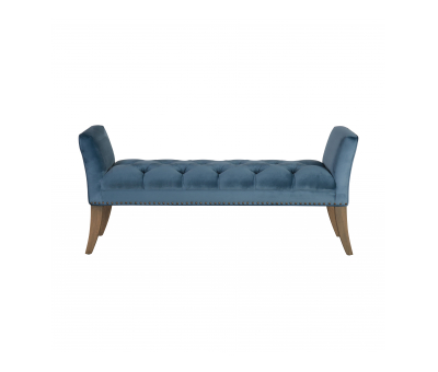 blue velvet bedend with button detail and sides