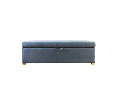 Block & Chisel blue-grey velvet upholstered bedend