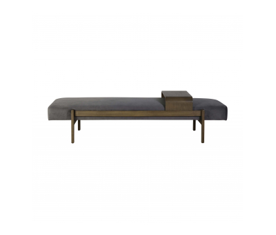 Arabel Day bed in blue grey velvet and a slidable metal table