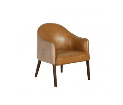 leather tub chair with beechwood legs