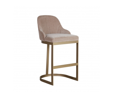 Modern upholstered bar chair with bronze colour metal legs
