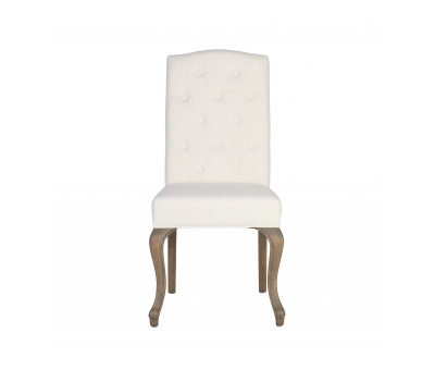 Block & Chisel cream linen upholstered button tufted dining chair