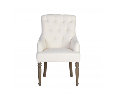 cream carver dining chair with buttoned back detail
