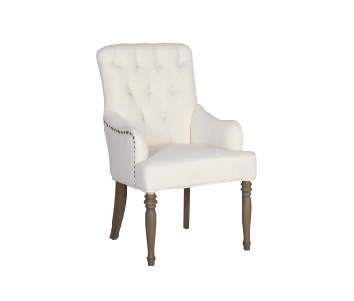 cream carver dining chair with buttoned back detail