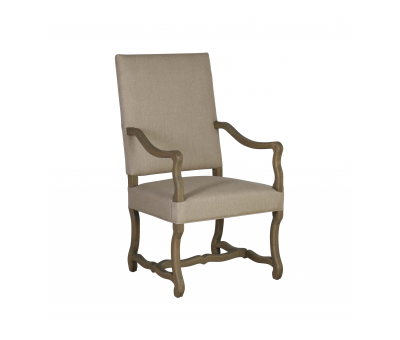 carver chair with oak frame upholstered in linen 