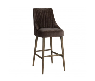 brown upholstered bar chair with oak legs