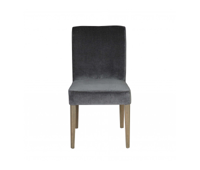 Harley Dining Chair - Cotton silver grey seating with wooden legs