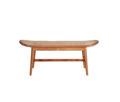 rattan and teak wood bench 
