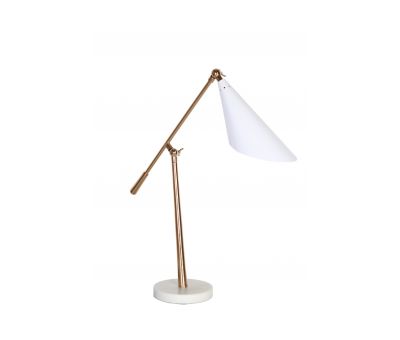 white and brass desk lamp