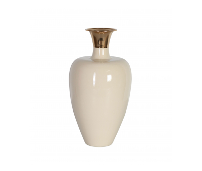 Cream enamel vase with bronze detail 