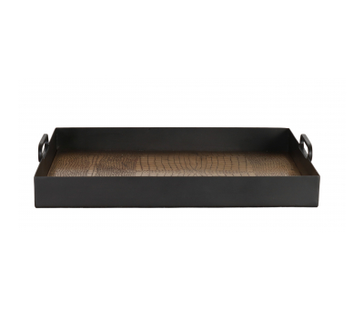 black and gold metal tray with croc detail 