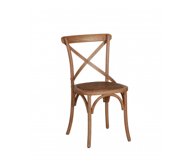 Block & Chisel Antique Oak crossback dining chair with rattan seat