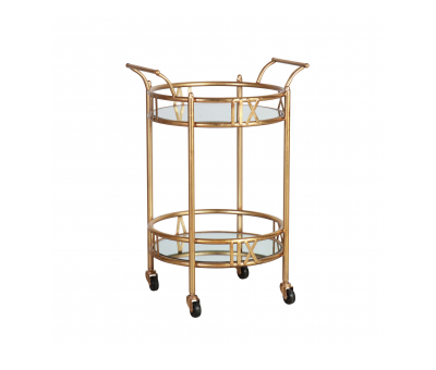 Block & Chisel round metal drinks trolley with mirror shelves gin display 