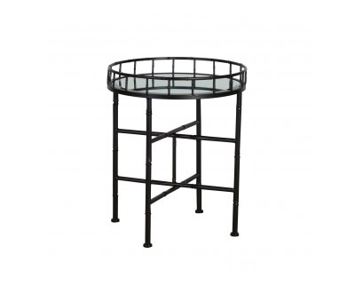 block and chisel round side table in black