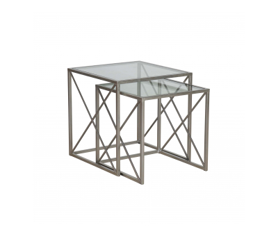 Metal and glass nesting side tables 