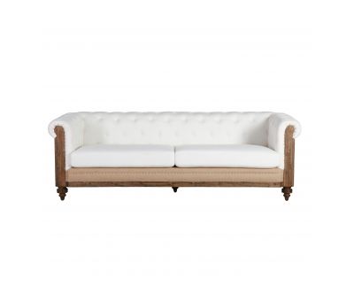 deconstructed chesterfield style sofa with wooden frame