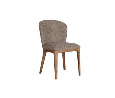 Modern dining chair upholstered in boucle natural fabric 