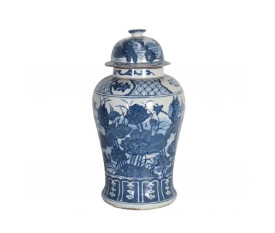 Blue and white flower ginger jar 