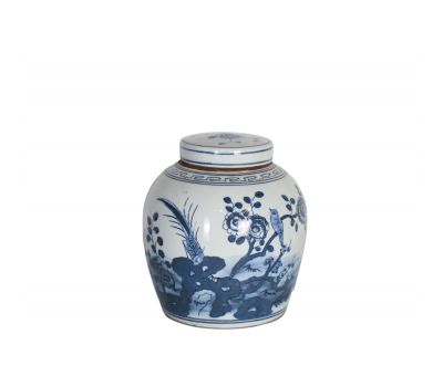 blue and white ceramic jar with lid 