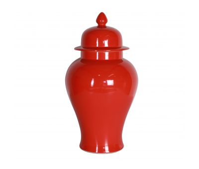 red ceramic jar with lid 