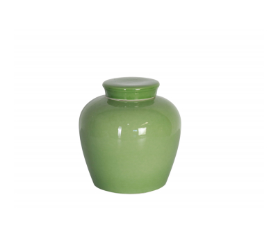 Green ceramic jar with lid 