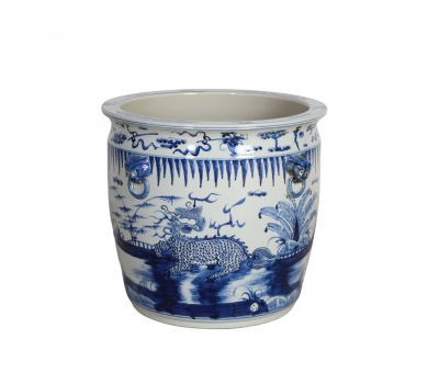 blue and white Chinese planter