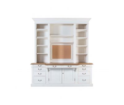 Block & Chisel weathered oak work station with a antique white finish