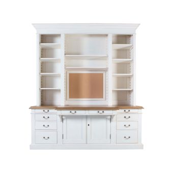 Block & Chisel weathered oak work station with a antique white finish