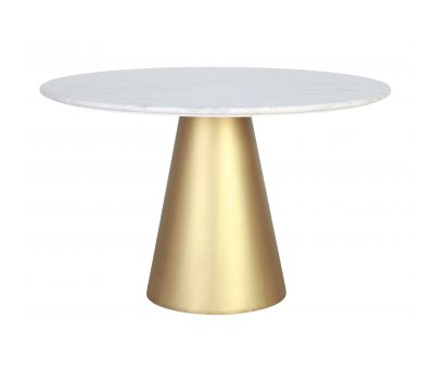 Metal gold base dining table with marble top