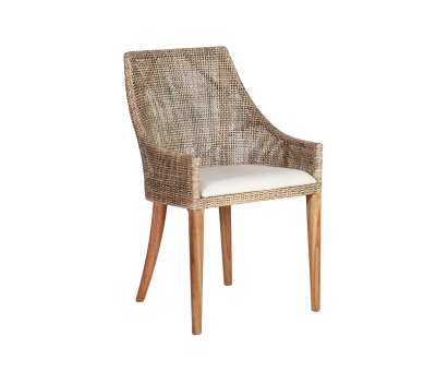 Natural colour cane dining chair with wooden legs villa collection 